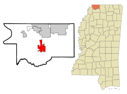 DeSoto County Mississippi Incorporated and Unincorporated areas Hernando Highlighted